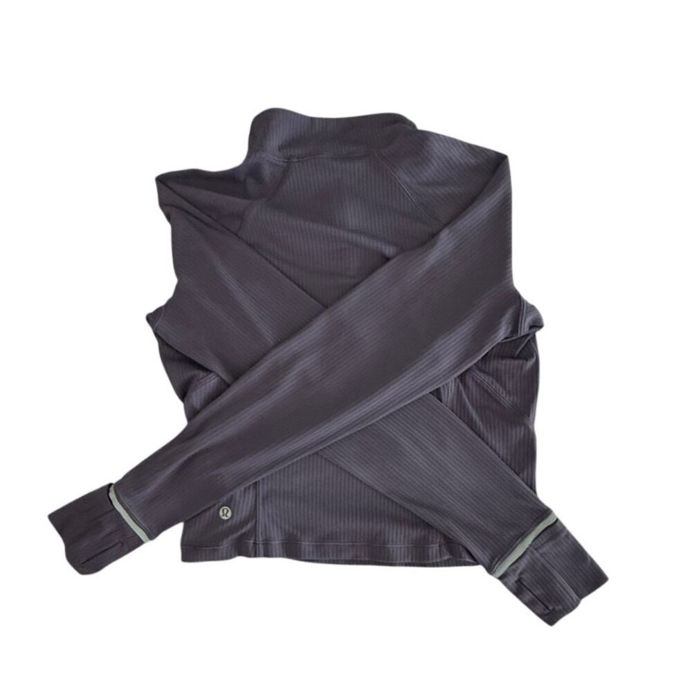 lululemon It's Rulu Ribbed Cropped Half Zip Nightfall Size 8 - Picture 2 of 3